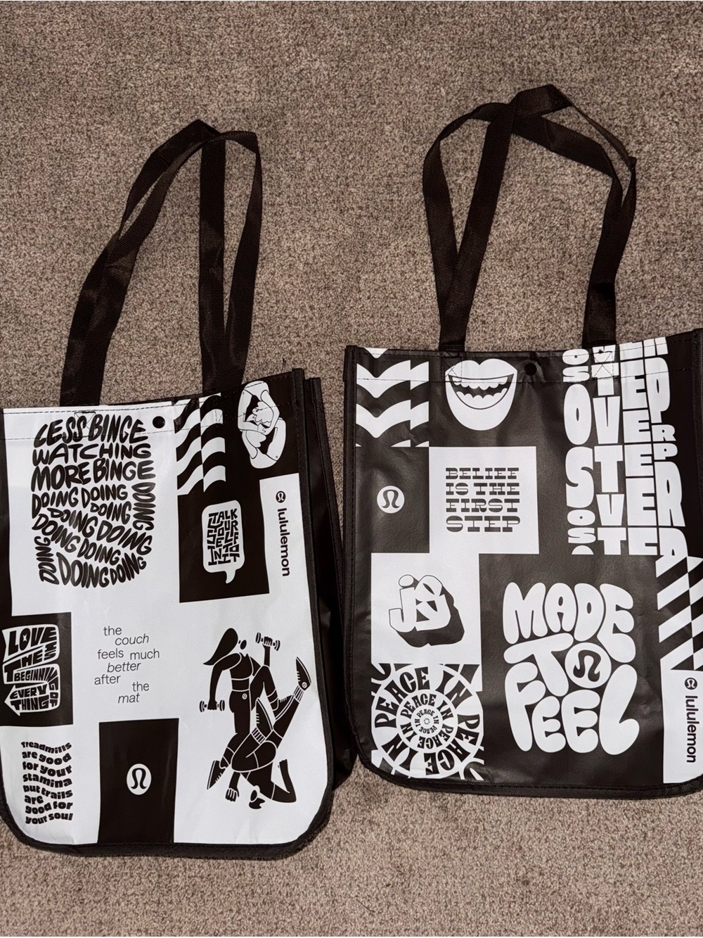 Lululemon large size brown & white tote
